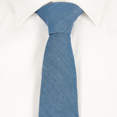 Blue denim tie